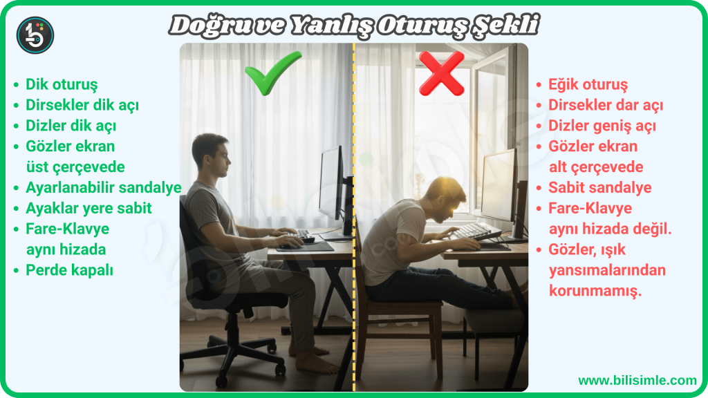 bilgisayar başında doğru oturuş şekli